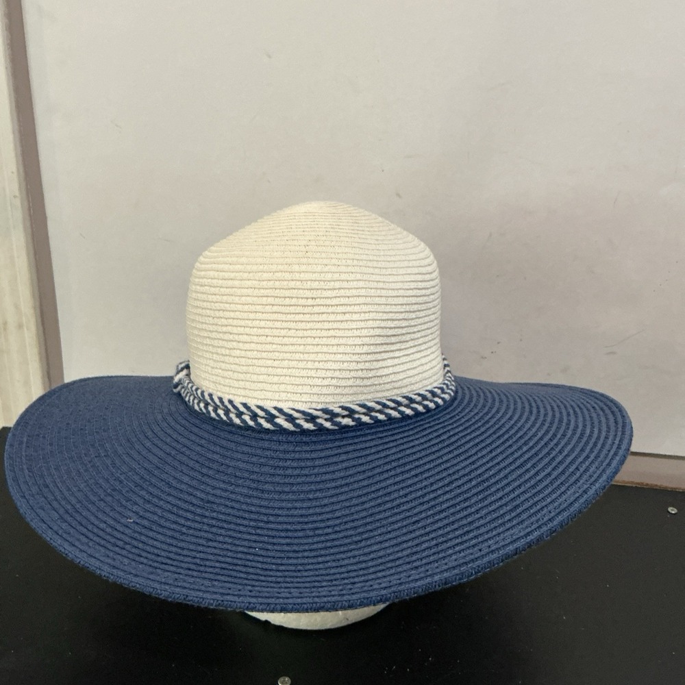 Karen Keith Headwear Paper Blue & White Sun Hat Medium BT310-C